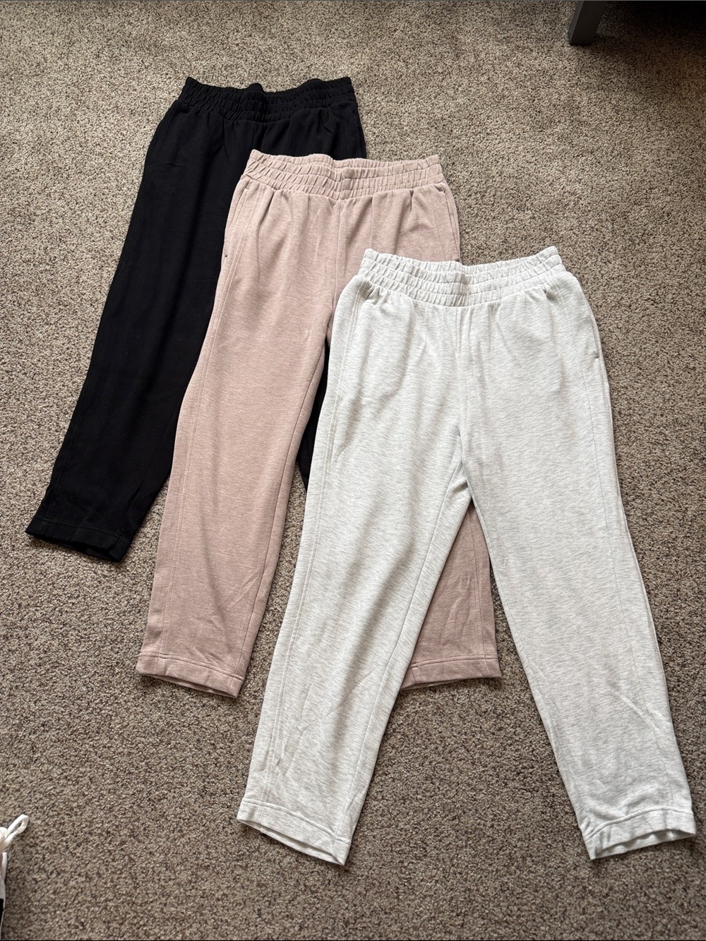 Set of 3 Danskin Joggers- Black, Tan, Light Gray